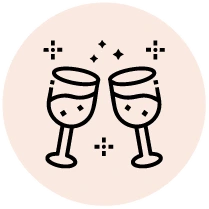 Icono con 2 copas que representan un brindis