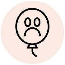Icono que muestra un globo con una carita triste