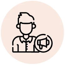 Icono con una persona y un megáfono a modo de planner