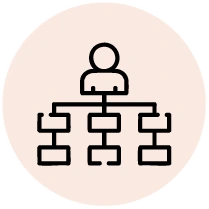 Icono que muestra un organigrama para denotar organización